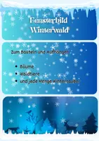 Vorschau - Mal- und Bastelvorlagen - Magische Winterwald Bastelvorlage - Fensterbild für die Weihnachts- und Winterzeit - Deckblatt