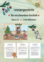 Vorschau - Arbeitsblätter - Lesespurgeschichte für Weihnachten: Das verschwundene Geschenk - Deckblatt