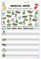 Vorschau - Arbeitsblätter - Winter Plural / Mehrzahl DaZ DaF A1 A2 - Seite 2