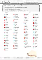 Vorschau - Merkblätter - Tiere - Wortschatz - Wörterliste DaZ - Vokabelheft - deutsche Vokabelliste - Vokabeln abschreiben - Seite 2