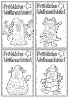 Vorschau - Mal- und Bastelvorlagen - Monster - Weihnachten / Feriengrüße / Feiertage Postkarten - Seite 2