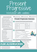 Vorschau - Arbeitsblätter - Present Progressive Übungen Englisch Klasse 5 & Klasse 6 ing form Englisch (Exercises) - Deckblatt