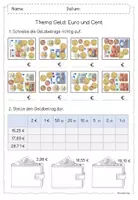 Vorschau - Arbeitsblätter - Geld Euro und Cent / Test - Deckblatt