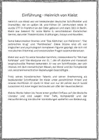 Vorschau - Arbeitsblätter - Heinrich von Kleist - Informationstext und Abschiedsbrief mit Analyse - Seite 1