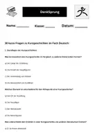 Vorschau - Arbeitsblätter - 38 Multiple Choice Fragen zu Kurzgeschichten im Fach Deutsch - Deckblatt