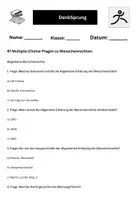 Vorschau - Arbeitsblätter - 47 Multiple-Choice-Fragen zu Menschenrechten - Seite 1