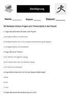 Vorschau - Arbeitsblätter - 60 Multiple-Choice-Fragen zum Thema Optik in der Physik - Seite 1