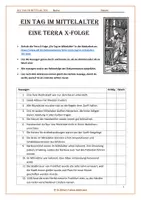 Vorschau - Arbeitsblätter - Arbeitsblatt zur Doku: Ein Tag im Mittelalter (Terra X Doku) +LÖSUNGEN Alltag, mittelalterliche Stadt - Seite 1