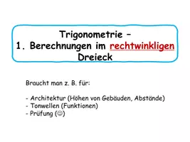 Vorschau - Stundenentwürfe - Präsentation - Trigonometrie (SdP, sin, cos, tan, Sinussatz, Kosinussatz) - Deckblatt