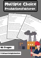 Vorschau - Arbeitsblätter - 40 Multiple-Choice-Fragen zu den Produktionsfaktoren
- Deckblatt