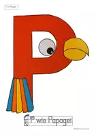 Vorschau - Mal- und Bastelvorlagen - Buchstabentier P wie Papagei – Buchstabenheft Grundschule (Klasse 1) | Buchstabeneinführung, Bastelvorlage & Anfangsunterricht - Seite 1