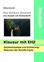 Vorschau - Klassenarbeiten - Das Schloss Dürande - Eichendorff - Klausur mit EHZ Sachtextanalyse Erörterung - Deckblatt