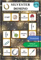 Vorschau - Spiele - Silvester Wortschatz Spiel Domino DaZ DaF A1 A2 - Deckblatt