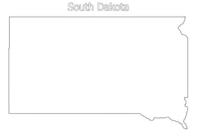 Vorschau - Arbeitsblätter - South Dakota Staat Stumme, leere Karte umriss - Seite 1