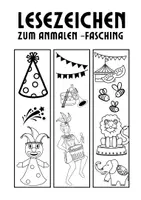 Vorschau - Mal- und Bastelvorlagen - Lesezeichen Fasching zum anmalen - Deckblatt