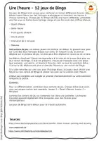 Aperçu - Préparation de séance / Séance complète - l’eure Bingo - 12 jeux de Bingo - Horloge - Page 1