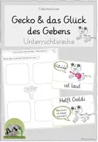 Vorschau - Unterrichtsreihen - Literarisches und soziales Lernen am Beispiel von "Gecko und das Glück des Gebens" (Unterrichtsreihe zum Bilderbuch) - Deckblatt