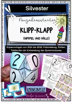 Vorschau - Mal- und Bastelvorlagen - Neujahrestarter - "Klipp-Klapp" (Himmel und Hölle Spiel) als Sprechanlass - Deckblatt