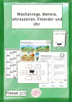 Vorschau - Arbeitsblätter - Wochentagen, Monaten, Jahreszeiten und Kalender - Deckblatt