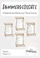 Vorschau - Arbeitsblätter - Sommergedichte - Gedichte des Monats zum Thema Sommer - Deckblatt