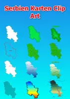 Vorschau - Bildkarten - Karten von Serbien ClipArt Farbe und schwarz-weiß Karte Kommerzielle Nutzung - Deckblatt