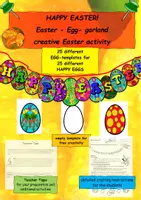 Vorschau - Mal- und Bastelvorlagen - Funny Easter Egg Garland, "HAPPY EASTER!" Ostergirlande - Deckblatt