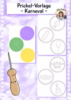 Vorschau - Mal- und Bastelvorlagen - Prickel-Vorlage Karneval, Kunst Grundschule - Deckblatt