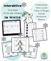 Vorschau - Arbeitsblätter - Lernheft fit für die Schule 1. Klasse Winter, Vorschule, Einschulung - Seite 1