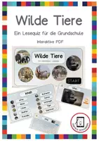 Vorschau - Interaktives Material - Interaktive PDF - Lesequiz Wilde Tiere (ab Klasse 2) - Deckblatt