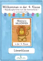 Vorschau - Anderer Materialtyp - Löwe - Willkommen in der 4. Klasse - Begrüßungskärtchen nach den Sommerferien - Deckblatt