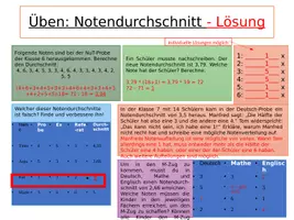 Vorschau - Arbeitsblätter - Arbeitsblatt Übung Notendurchschnitt - Seite 1