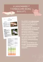 Vorschau - Klassenarbeiten - Klassenarbeit Tierbeschreibung: Axolotl - Deckblatt