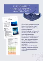 Vorschau - Klassenarbeiten - Klassenarbeit Tierbeschreibung: Mantarochen mit Erwartungshorizont - Deckblatt