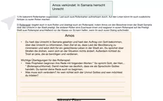 Vorschau - Aufgabenkarten - Rollenspiel: Amos Verkündet über das Unrecht in Samaria - Deckblatt