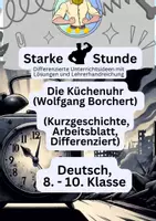 Vorschau - Arbeitsblätter - Die Küchenuhr (Wolfgang Borchert) – Kurzgeschichte (Differenziert, Charakterisierung, Kreatives Schreiben etc.) + Lösungsblatt - Deckblatt