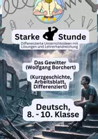 Vorschau - Arbeitsblätter - Das Gewitter (Wolfgang Borchert) – Kurzgeschichte (Differenziert, Charakterisierung, Kreatives Schreiben etc.) + Lösungsblatt - Deckblatt