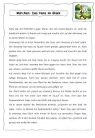 Vorschau - Arbeitsblätter - Hans im Glück - Lesetext mit Fragen - Seite 1