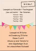 Vorschau - Spiele - Lesespiel - Karneval Fasching - Lies und mache - MrAndMrsP - Deckblatt