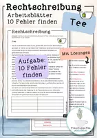 Vorschau - Arbeitsblätter - Arbeitsblatt Rechtschreibung: 10 Fehler finden #3 "Tee" FrauCuppaTea - Deckblatt