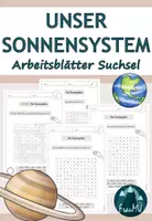 Vorschau - Arbeitsblätter - Sonnensystem und Planeten: Arbeitsblättern mit Suchseln - Deckblatt
