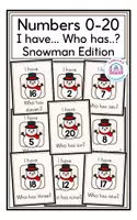 Vorschau - Spiele - Numbers 0-20 (Snowman Edition) - I have... Who has...? Game - Deckblatt