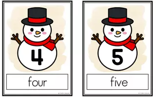 Vorschau - Bildkarten - Number 0-20 (Snowman Edition) - Picture & Word Cards - Seite 3