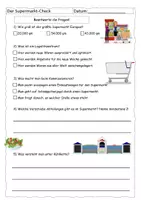Vorschau - Arbeitsblätter - Quiz zum Supermarkt Check - (mit Lösung) - Deckblatt