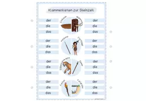 Vorschau - Fördermaterial/Inklusion - Klammerkarten zum Thema Steinzeit - Seite 2