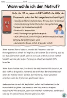 Vorschau - Arbeitsblätter - Infotext und Fallbeispiele "Wann wähle ich den Notruf?" Feuerwehr und Rettungsdienst - DaZ / DaF / Sachunterricht - Seite 1