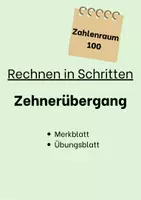 Vorschau - Arbeitsblätter - Zehnerübergang - Rechnen in Schritten ZR 100 - Deckblatt