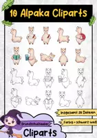 Vorschau - selbst erstellte Cliparts/Grafiken - 10 Alpaka Clipart Set - Alpaka Illustration (Tiere Cliparts) - Deckblatt