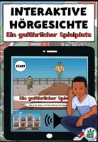Vorschau - Interaktives Material - Interaktive Hörgeschichte "Ein gefährlicher Spielplatz" Die Feuerwehr - Achtung, Notfall! DaZ / DaF / Deutsch - Deckblatt