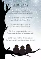 Vorschau - Stundenentwürfe - DIE DREI SPATZEN - Gedicht passend zur Weihnachtszeit & Winter - Deckblatt
