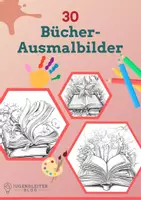 Vorschau - Mal- und Bastelvorlagen - 30 Bücher-Ausmalbilder für Kinder - Deckblatt